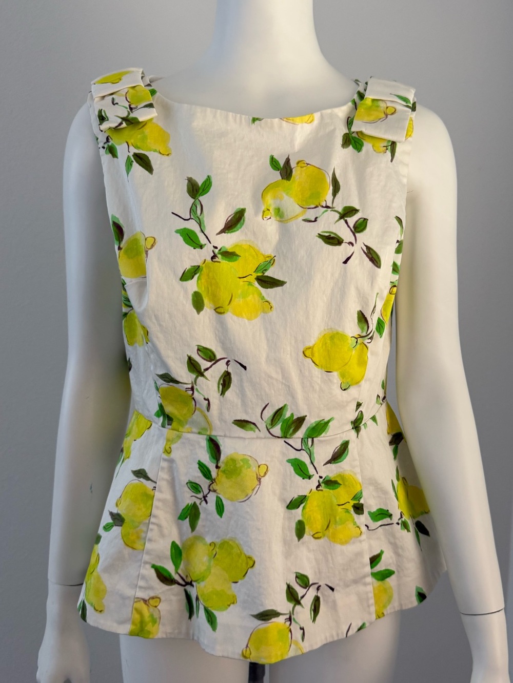 kate spade White Lemon Print Peplum Tank